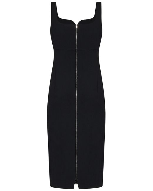 Victoria Beckham Black Sleeveless Fitted T-Shirt Dress Midi Dress
