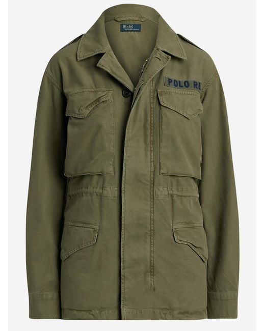 Polo Ralph Lauren Green Cotton Military Jacket With Logo