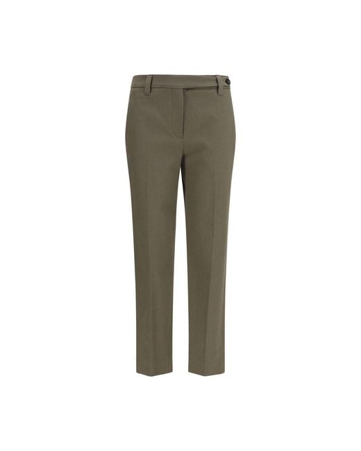 Brunello Cucinelli Green Bicolor Cotton Dress Pants