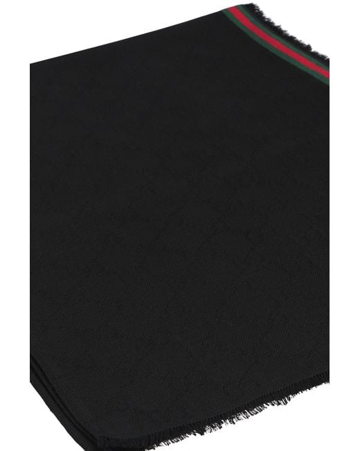 Gucci Black Scarf Cotton-Silk-Dark/Dark for men