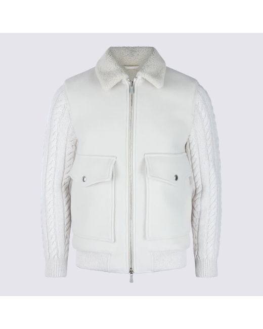 Eleventy White Wool Leather Jacket for men