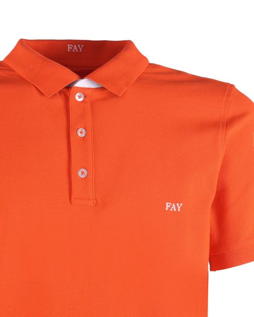 Fay Orange Stretch Polo for men