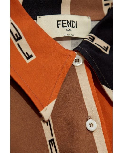Fendi Orange Patterned Polo,