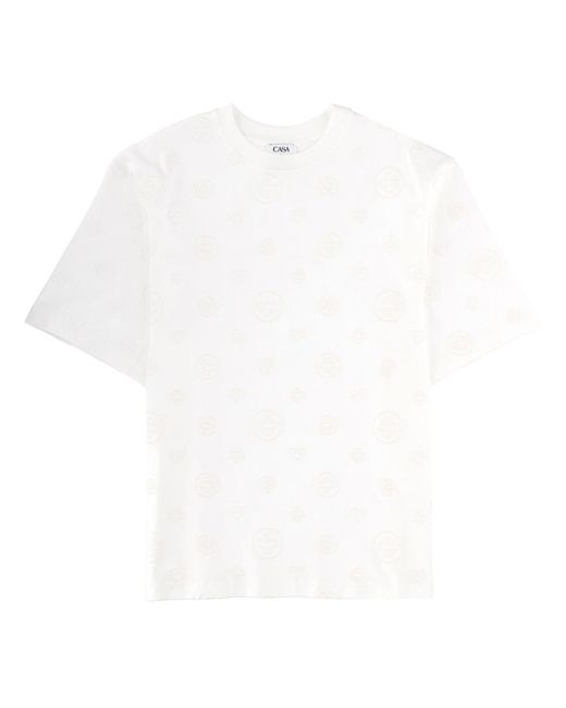 Casablanca White T-Shirt With Monogram Details Organic Cotton T-Shirts for men