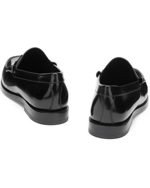 Céline Black Triomphe Luco Leather Loafers Bull for men