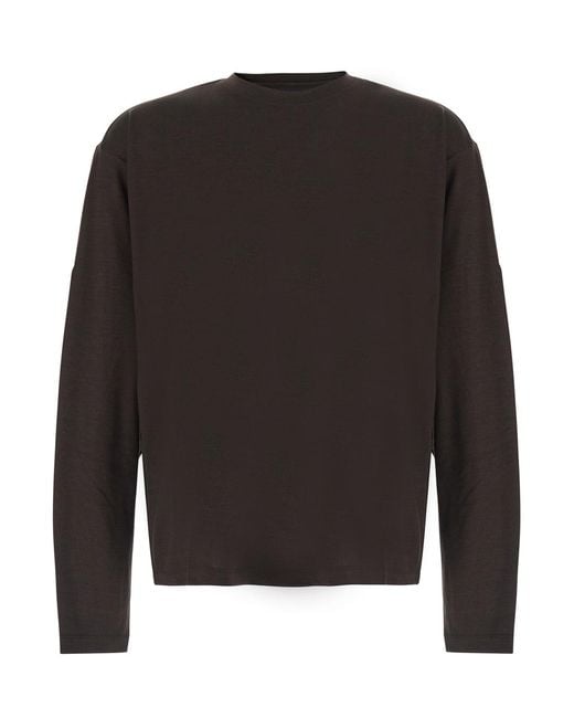 TONYWACK Black Long Sleeve V-Neck Top Wool for men