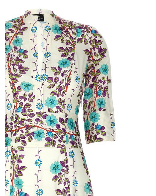 Etro Multicolor Floral Print Maxi Dress Dresses