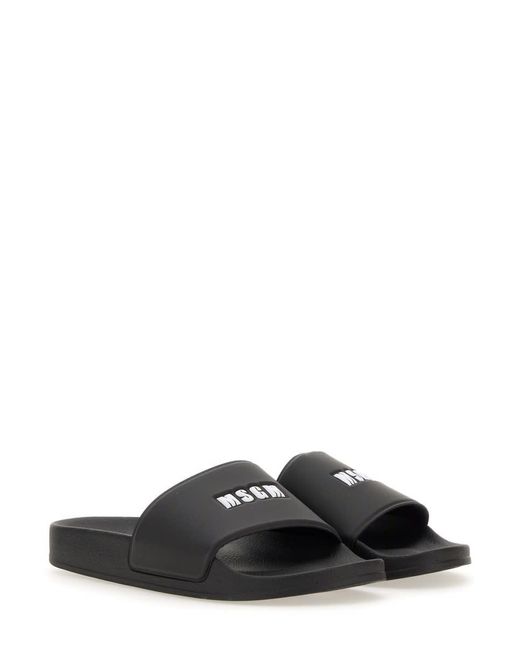MSGM Black Slide Sandal for men