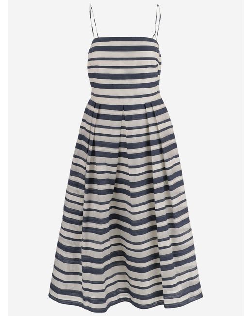 Ralph Lauren Gray Dress Striped Cotton Blend