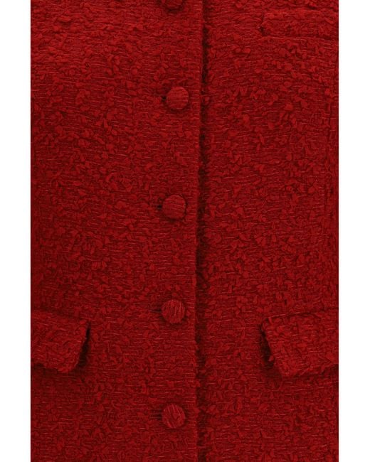 Magda Butrym Red Short Bouclé Dress Polyamide; Wool Ovis Aries