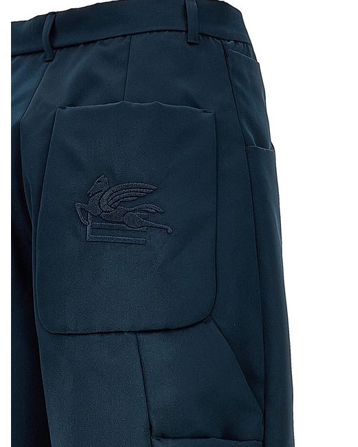 Etro Blue 'Pegaso' Cargo Pants