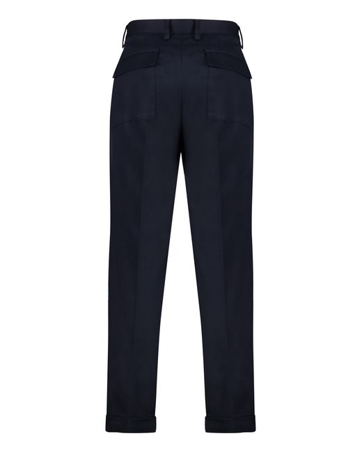 Paolo Pecora Blue Cotton-Blend Roll-Up Trousers Lycra for men