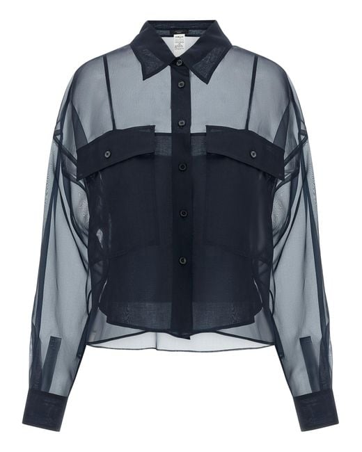 Max Mara Blue Cotton Blouse