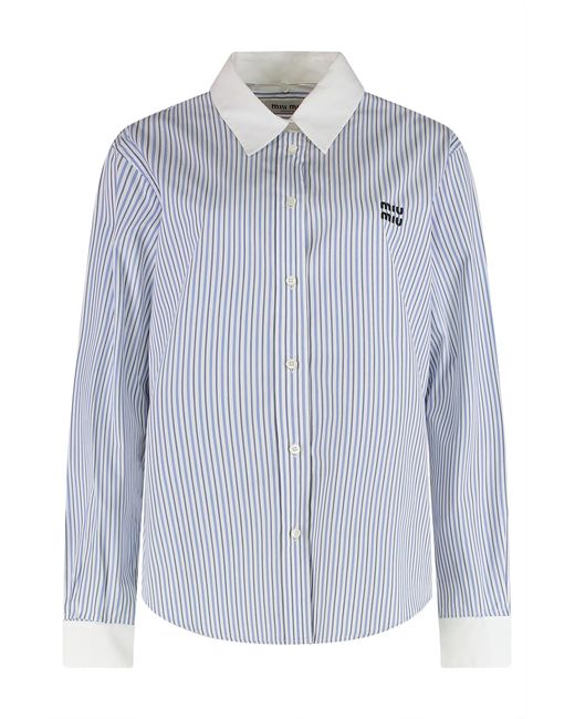 Miu Miu Blue Striped Cotton Shirt