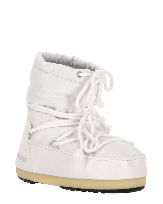 Moon Boot White Round Toe Lace-up Ankle Boots
