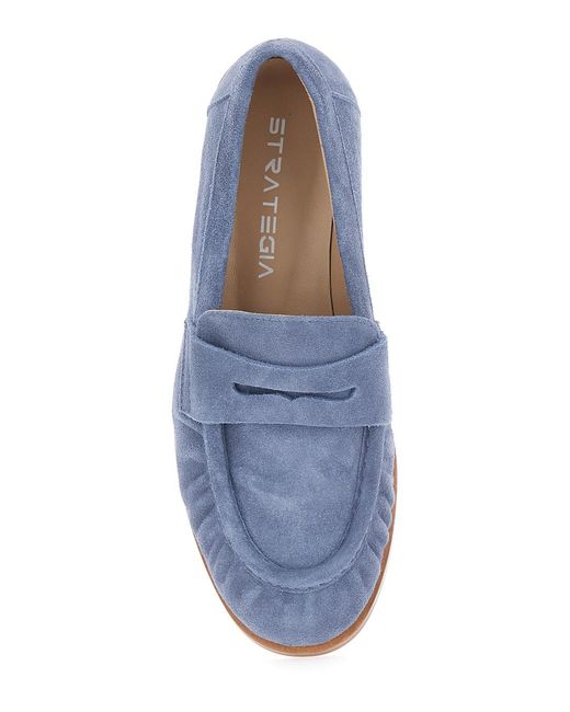 Strategia Blue Loafers With Rounded Toe