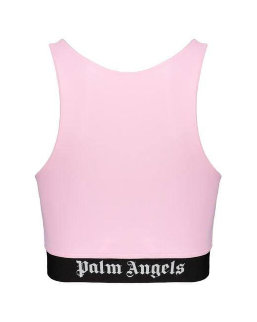 Palm Angels Pink Crop-Top With Logo