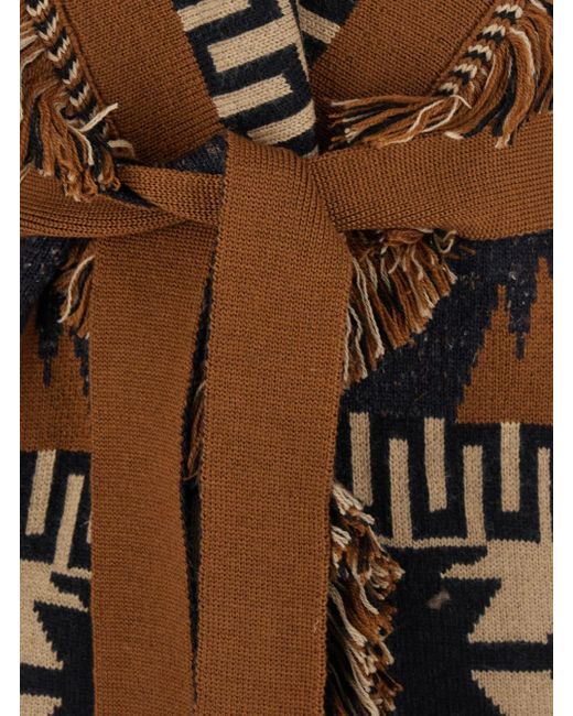 Alanui Multicolor Cardigan With V Neck And Fringed Details