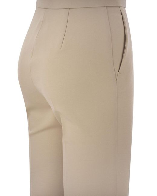 Max Mara Natural Nepeta Ankle Length Trousers In Wool Crepe