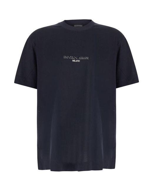 Emporio Armani Blue T-Shirt Cotton Lyocell T-Shirts for men