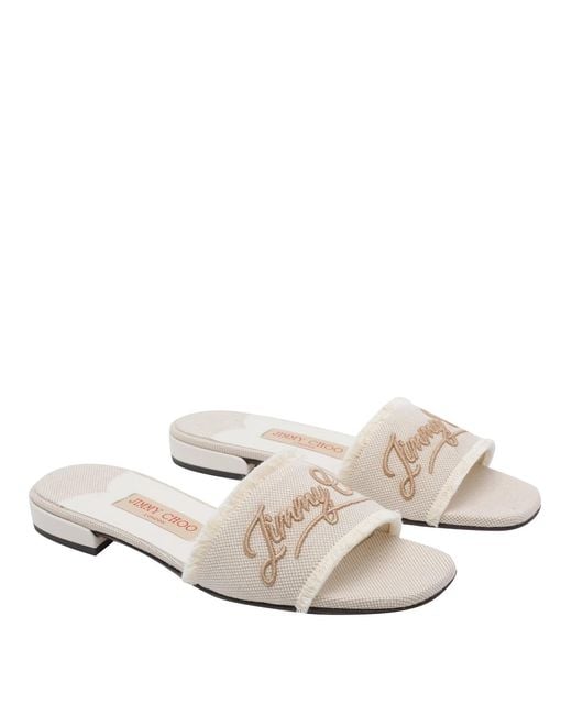 Jimmy Choo White Sandals Fabric/Leather Sole