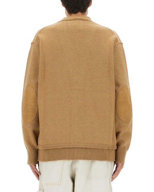 Maison Margiela Natural V-Neck Cardigan Wool Jumpers for men