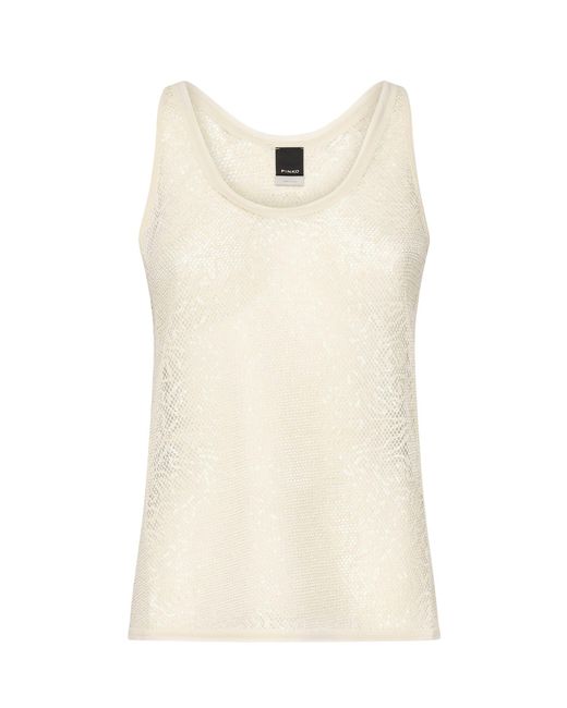 Pinko Natural Sequin Mesh Tank Top