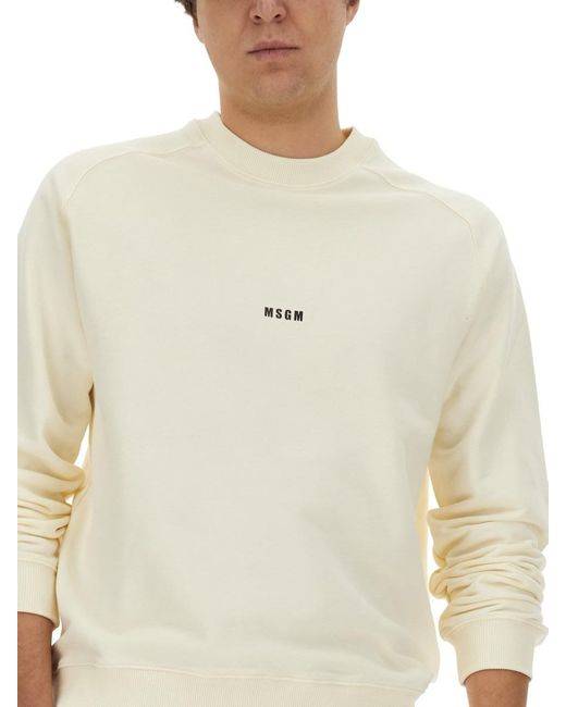 MSGM White Sweatshirt With Logo for men