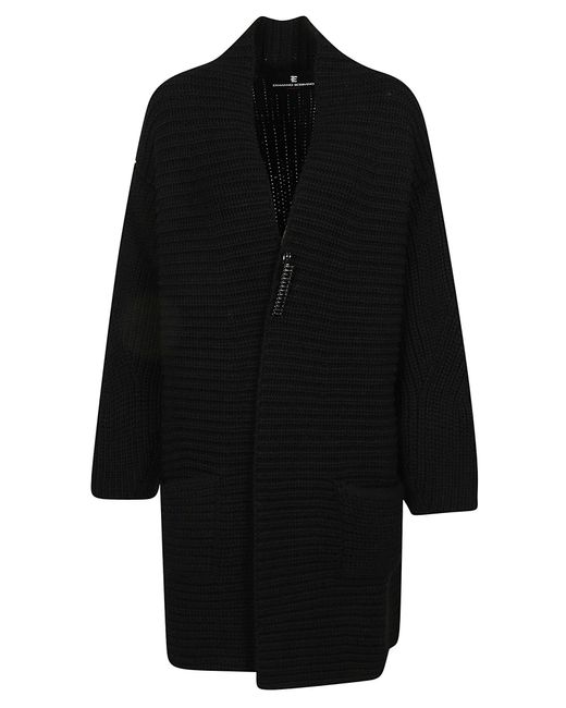 Ermanno Scervino Wool Oversize Woven Cardigan in Black | Lyst