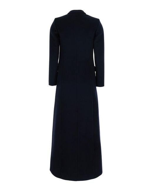 Le Plain Black Long Double-Breasted Coat