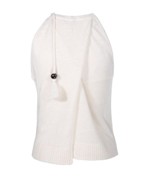 Max Mara White Moriana Sleeveless Knitted Top