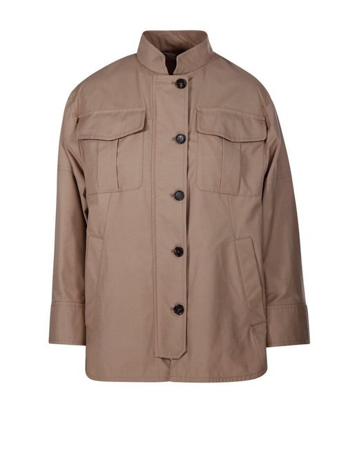 Max Mara Brown Buttoned Long-Sleeved Jacket