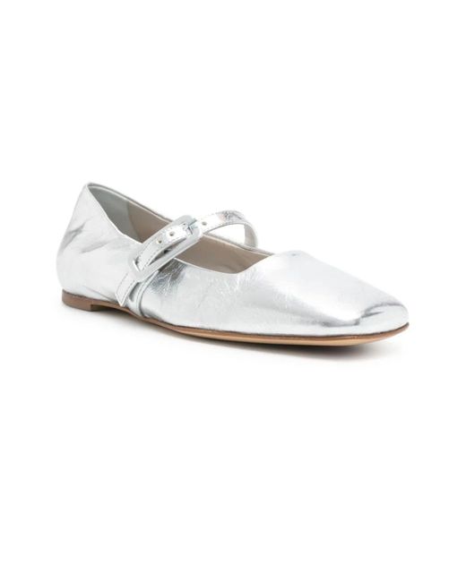 Halmanera White Page Metallic Ballerina Shoes