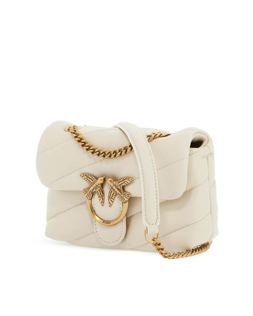 Pinko Natural Quilted Leather Flap Shoulder Bag