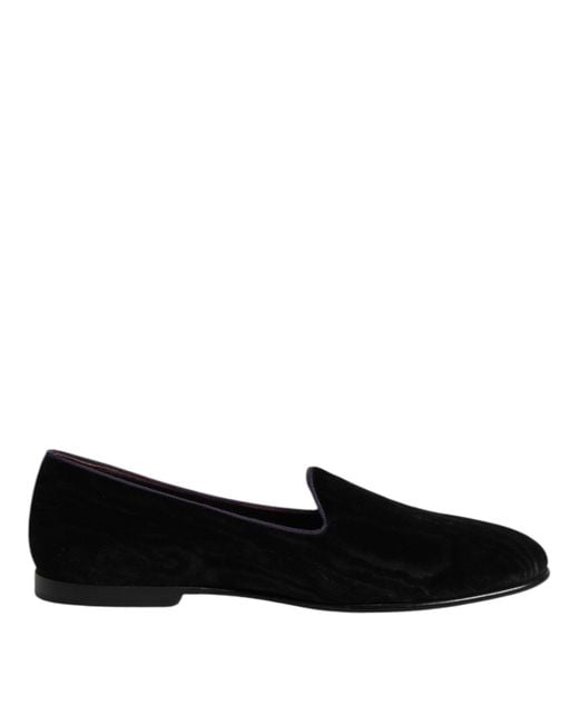 Dolce & Gabbana Black Dg Crown Embroidery Loafers Slip On Shoes for men