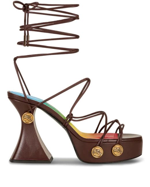 Etro Brown Platform Sandals With Straps And Studs