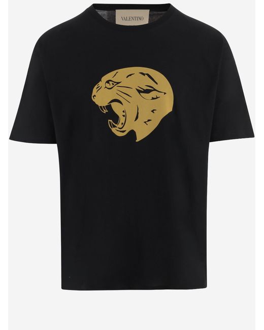 Valentino Black Cotton T-Shirt With Logo T-Shirts for men
