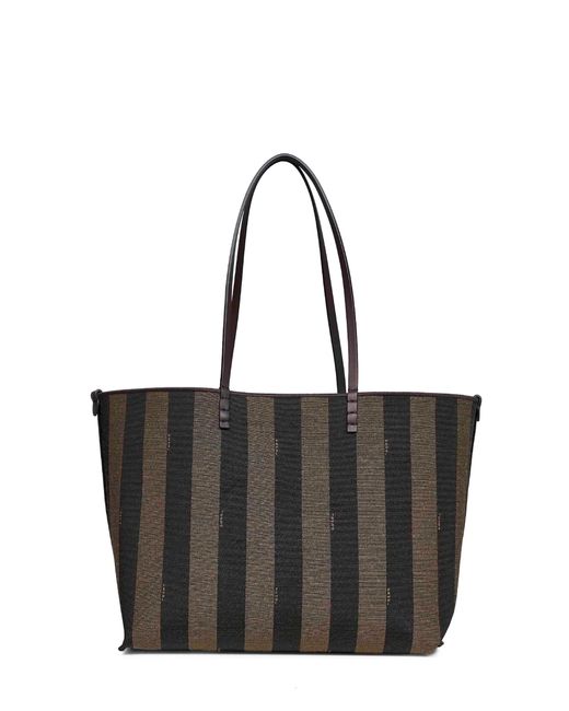 Fendi Black Tobacco Reversible Roll Medium Shopper