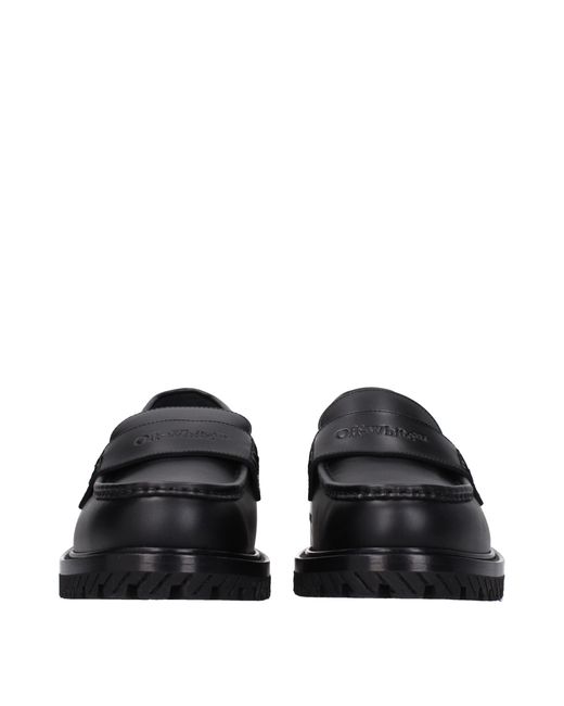 Off-White c/o Virgil Abloh Black Leather Slip-On Loafers for men