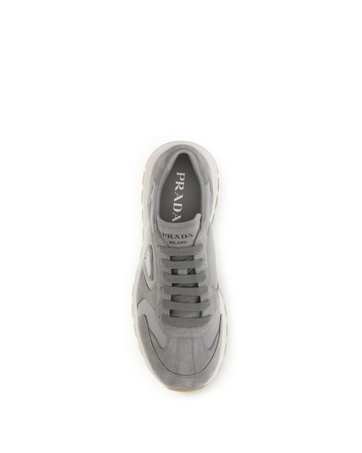 Prada Gray Sneakers Prax 01 Re-Nylon Upper Recycled Polyamide Trainers for men