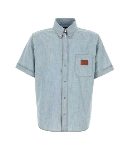 Fendi Blue Chambray Shirt for men