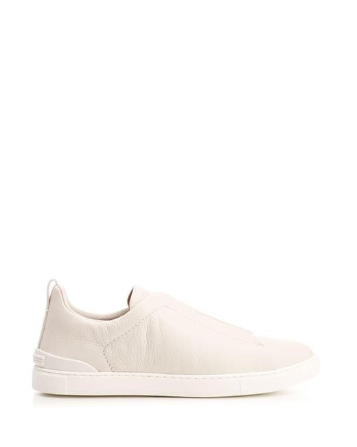 Zegna Natural Triple Stitch Low Top Sneakers for men