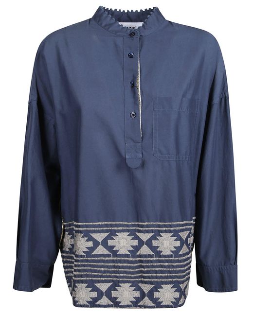 Bazar Deluxe Blue Ruffle Collar Shirt