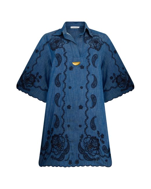 Zimmermann Blue Mini Denim Dress Cotton