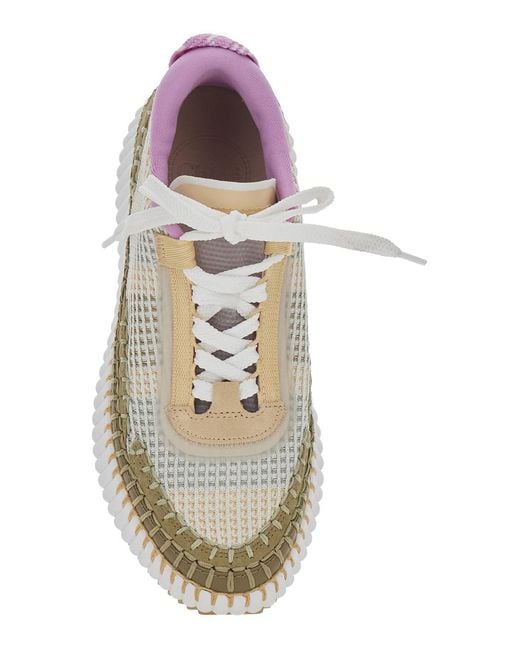 Chloé White Platform Sneakers Nama Suede Polyester Trainers