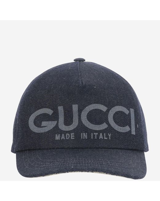 Gucci Blue Lasered Denim Baseball Hat Dark Cotton for men