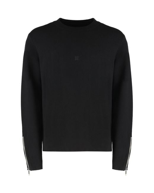 Givenchy Black Crew-Neck Wool Sweater Sweatshirts for men