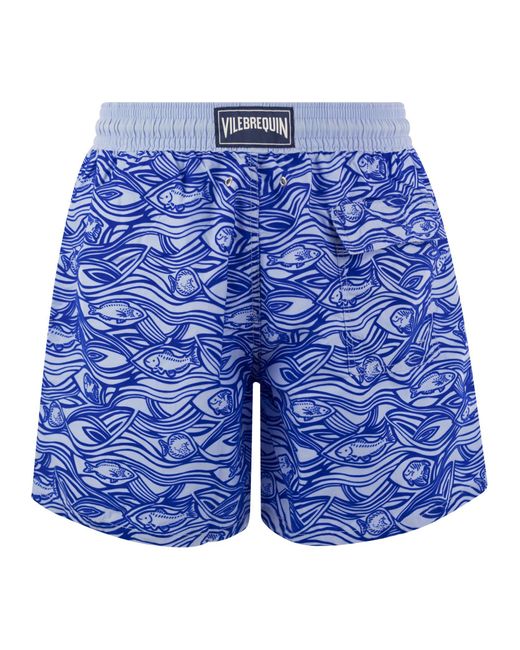 Vilebrequin Blue Flocked Aquarium Swimming Shorts for men