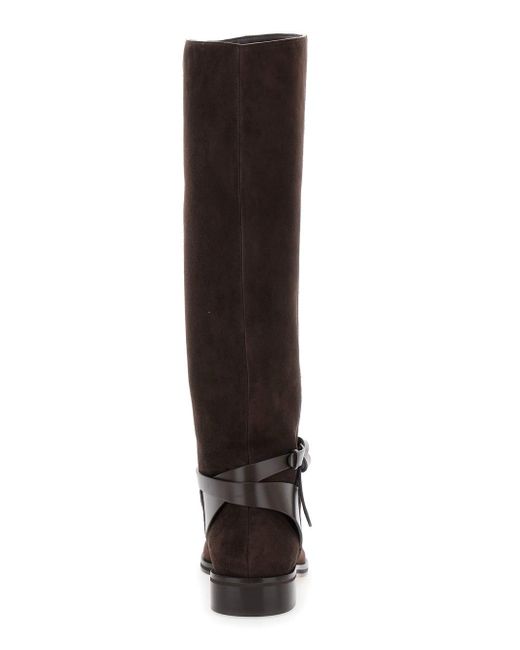 Jimmy Choo Brown 'Lawton' Knee-High Boots With Knotted Detail