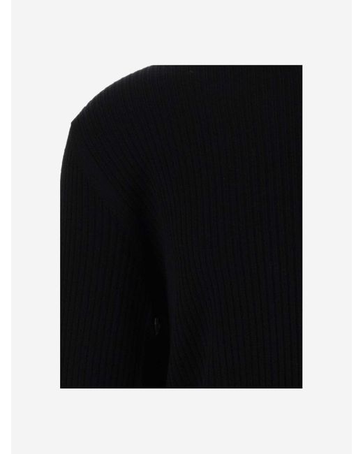 Giorgio Armani Black Ribbed Wool Sweater for men